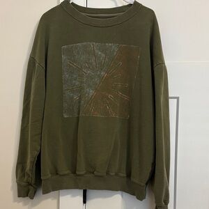 Aerie Olive Green Graphic Sweatshirt